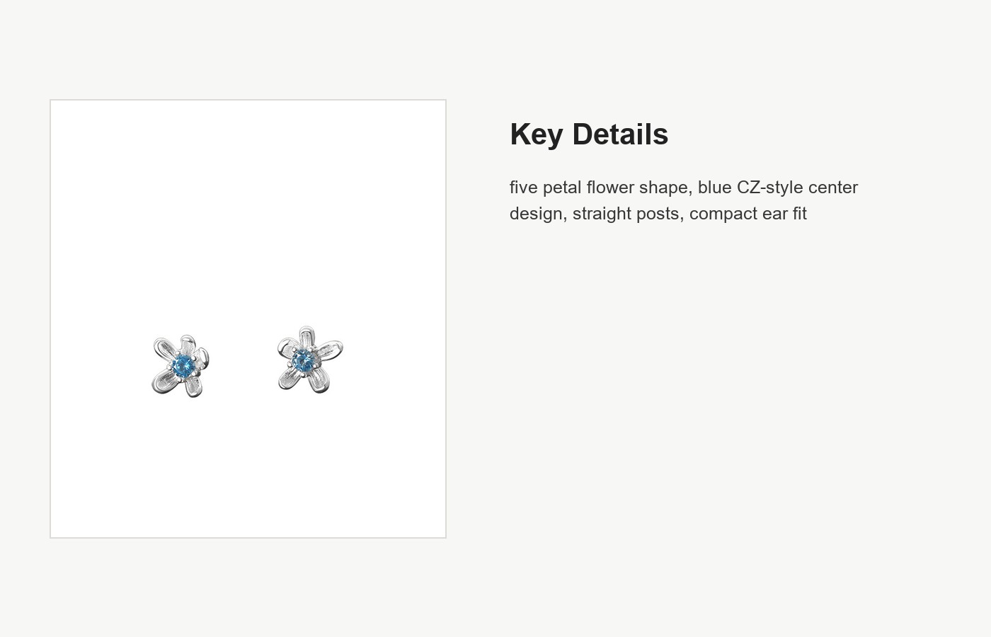 S999 Silver Blue CZ Flower Stud Earrings for Women detail image