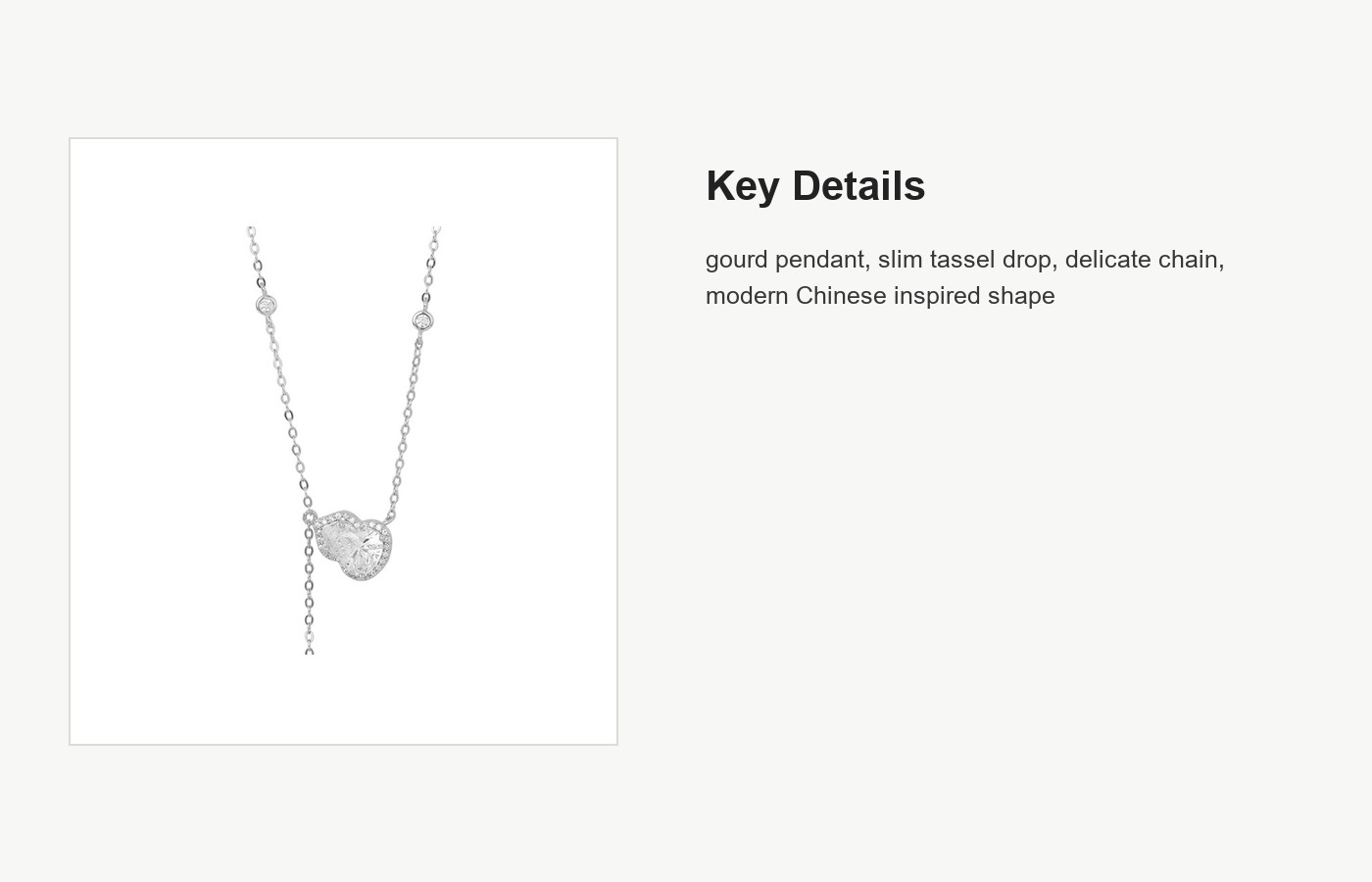 S999 Silver Gourd Tassel Pendant Necklace for Women detail image