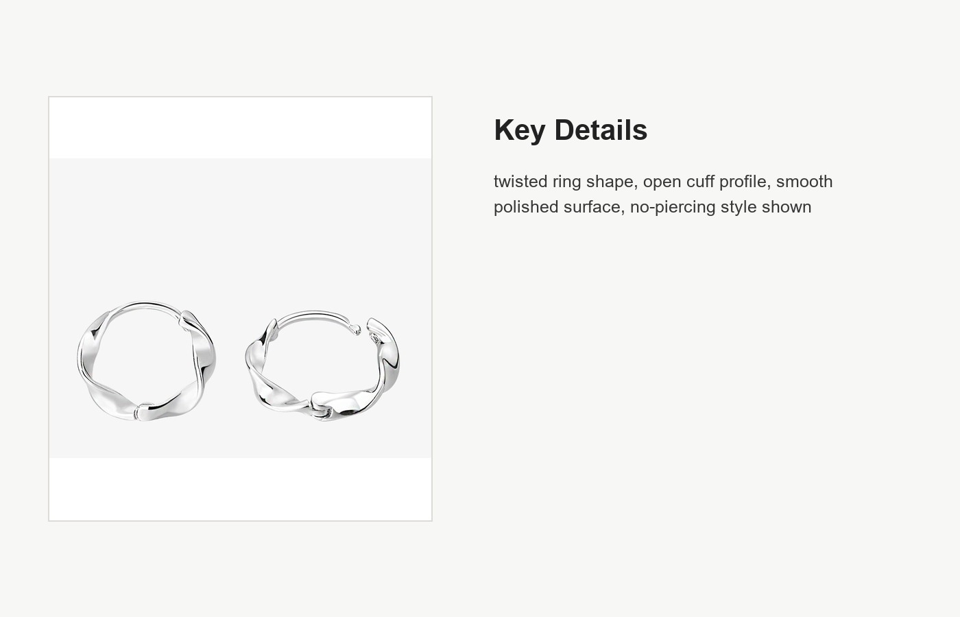 S999 Silver Mobius Hoop Ear Cuffs for Women detail image