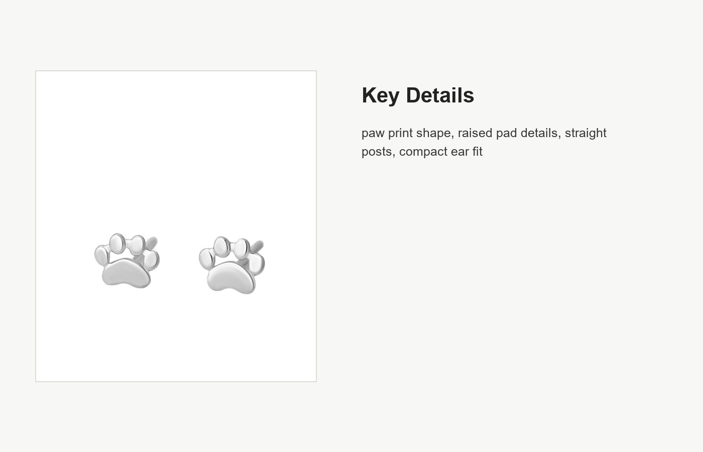 S999 Silver Paw Print Stud Earrings for Women detail image