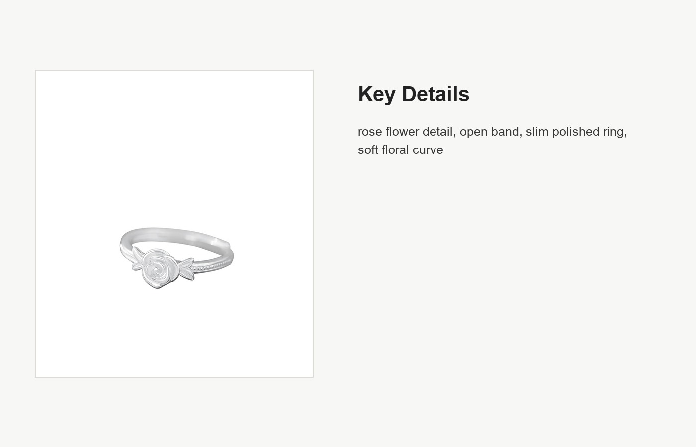 S999 Silver Rose Open Ring with Soft Floral Detail detail image
