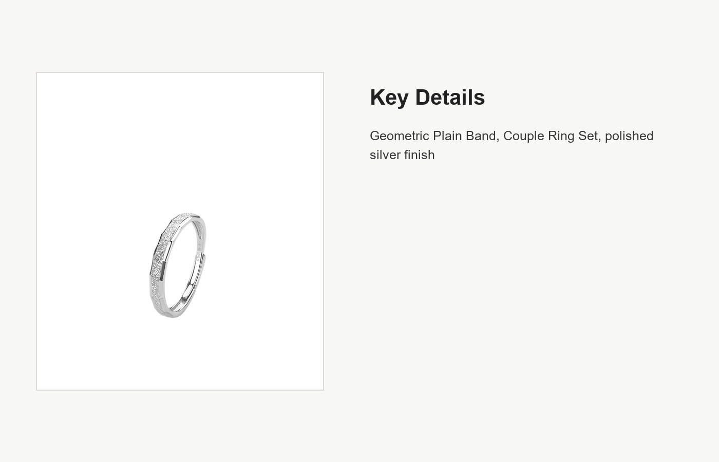 S999 Silver Geometric Plain Band Couple Ring Set for Women and Men detail image