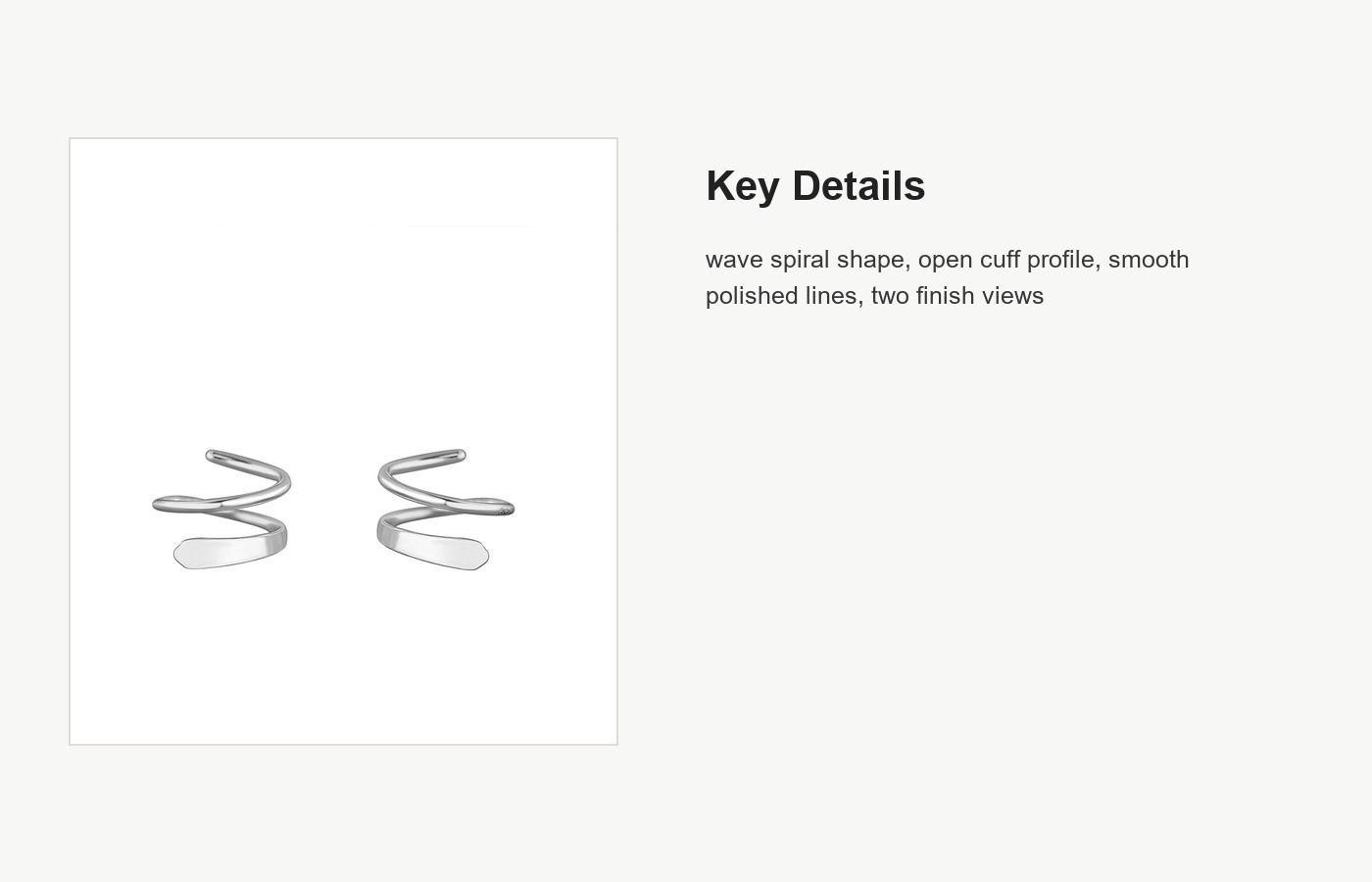S999 Silver Wave Spiral Ear Cuffs for Women detail image