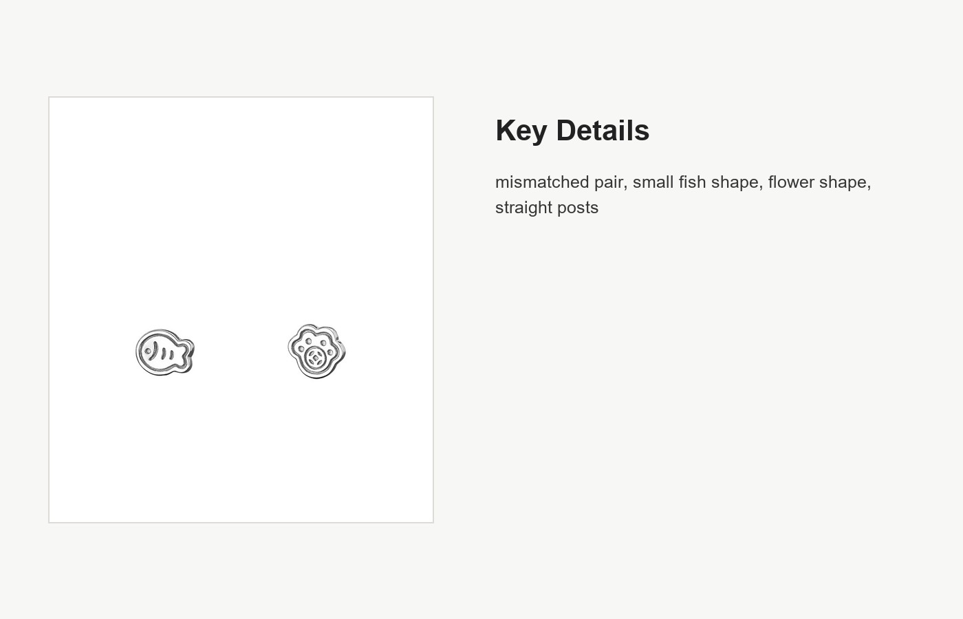 S999 Silver Fish and Flower Stud Earrings for Women detail image