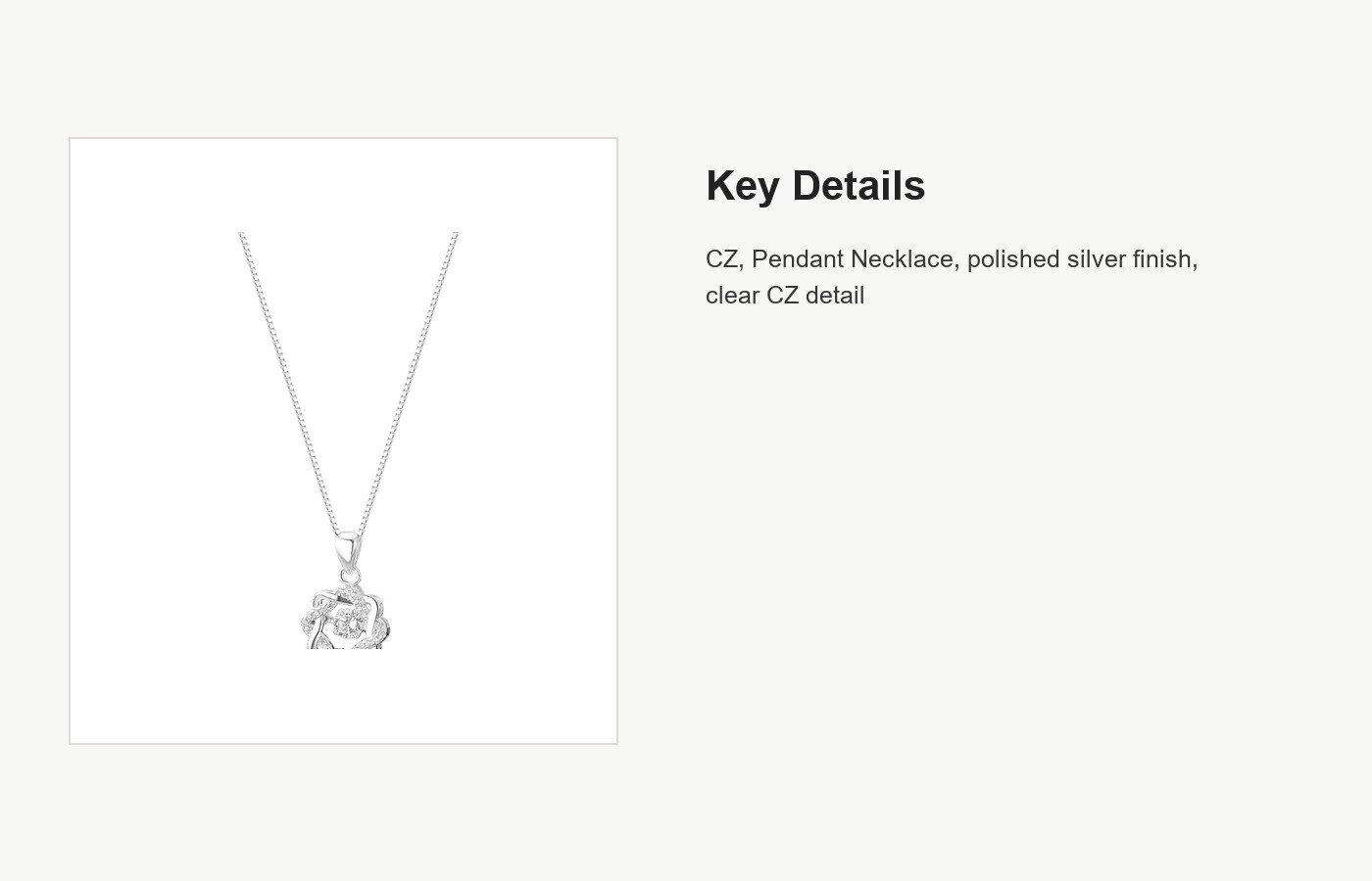 S999 Silver CZ Pendant Necklace for Women detail image
