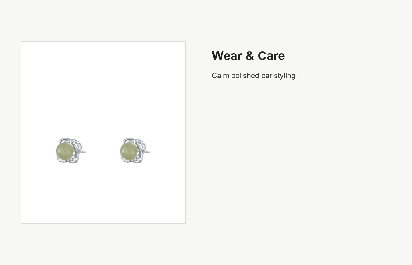 S999 Silver Hetian Jade-Style Stud Earrings for Women detail image
