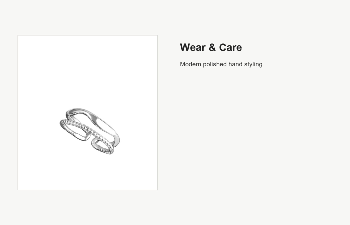S999 Silver Double Layer Open Ring with CZ Curve detail image