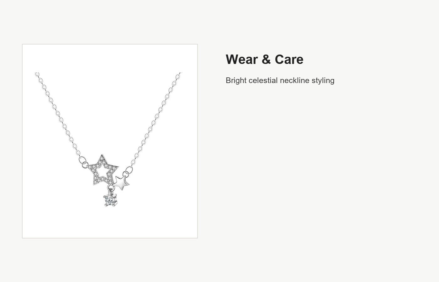 S999 Silver Open Star CZ Pendant Necklace for Women detail image