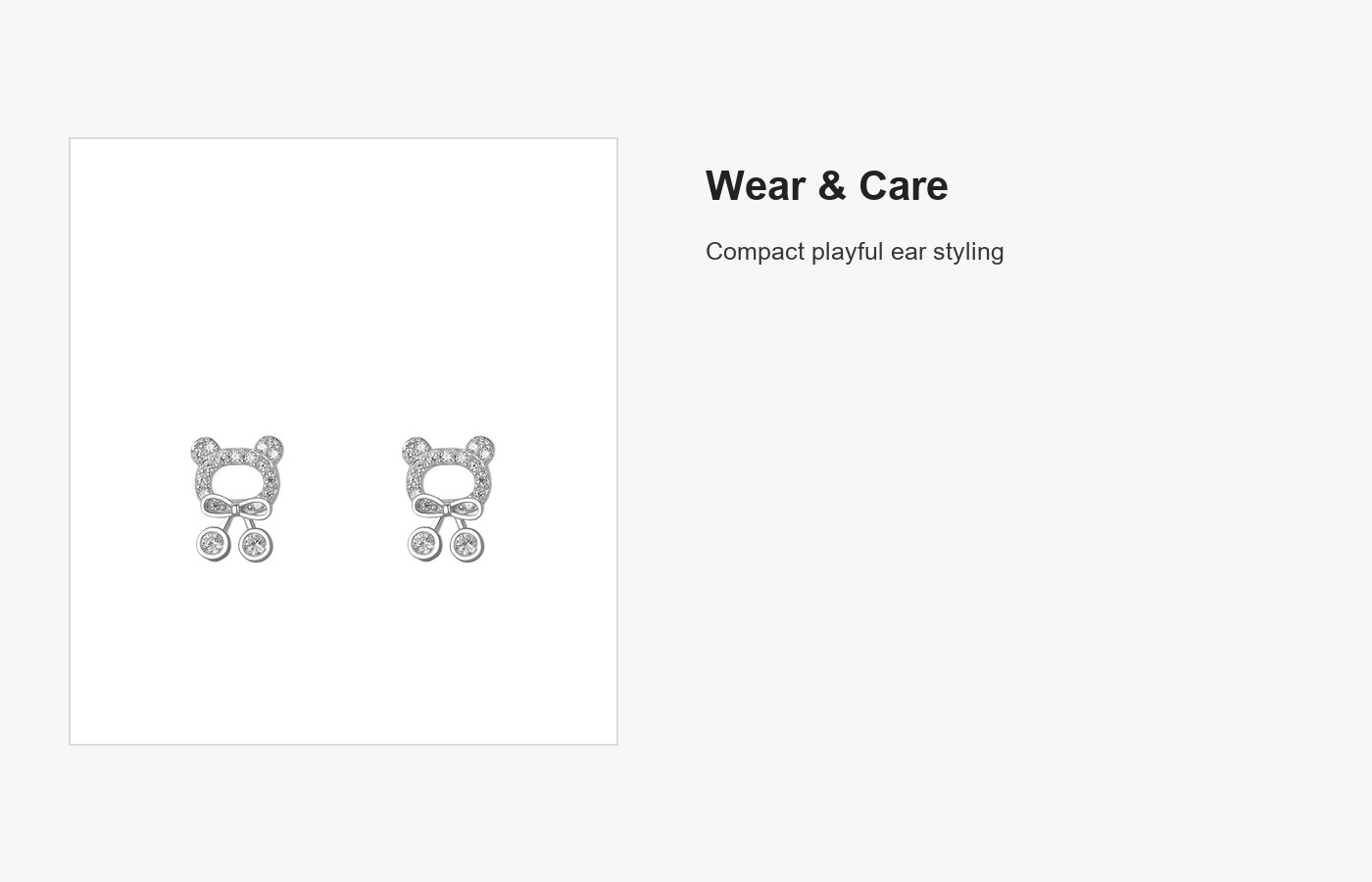 S999 Silver Bear Bow Stud Earrings for Women detail image