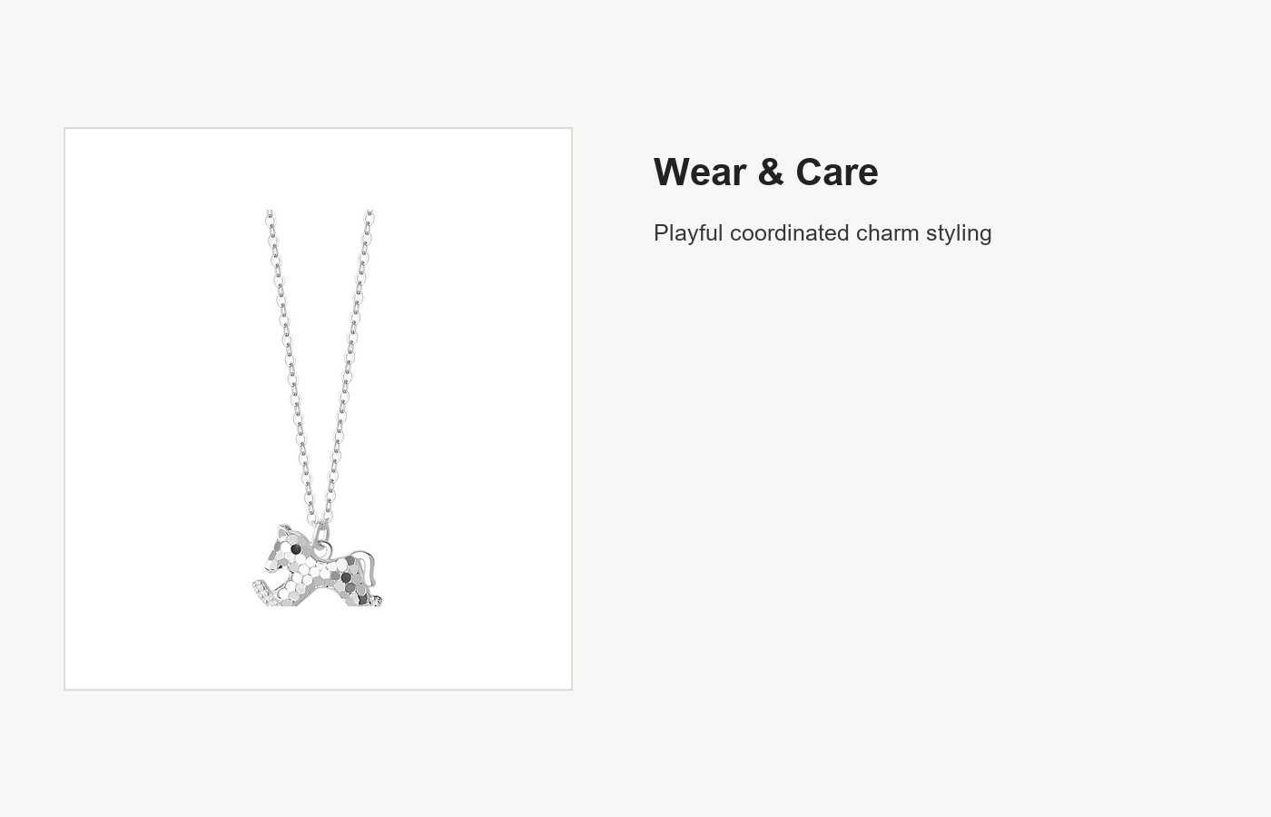S999 Silver Rocking Horse Pendant Necklace and Earrings Set detail image