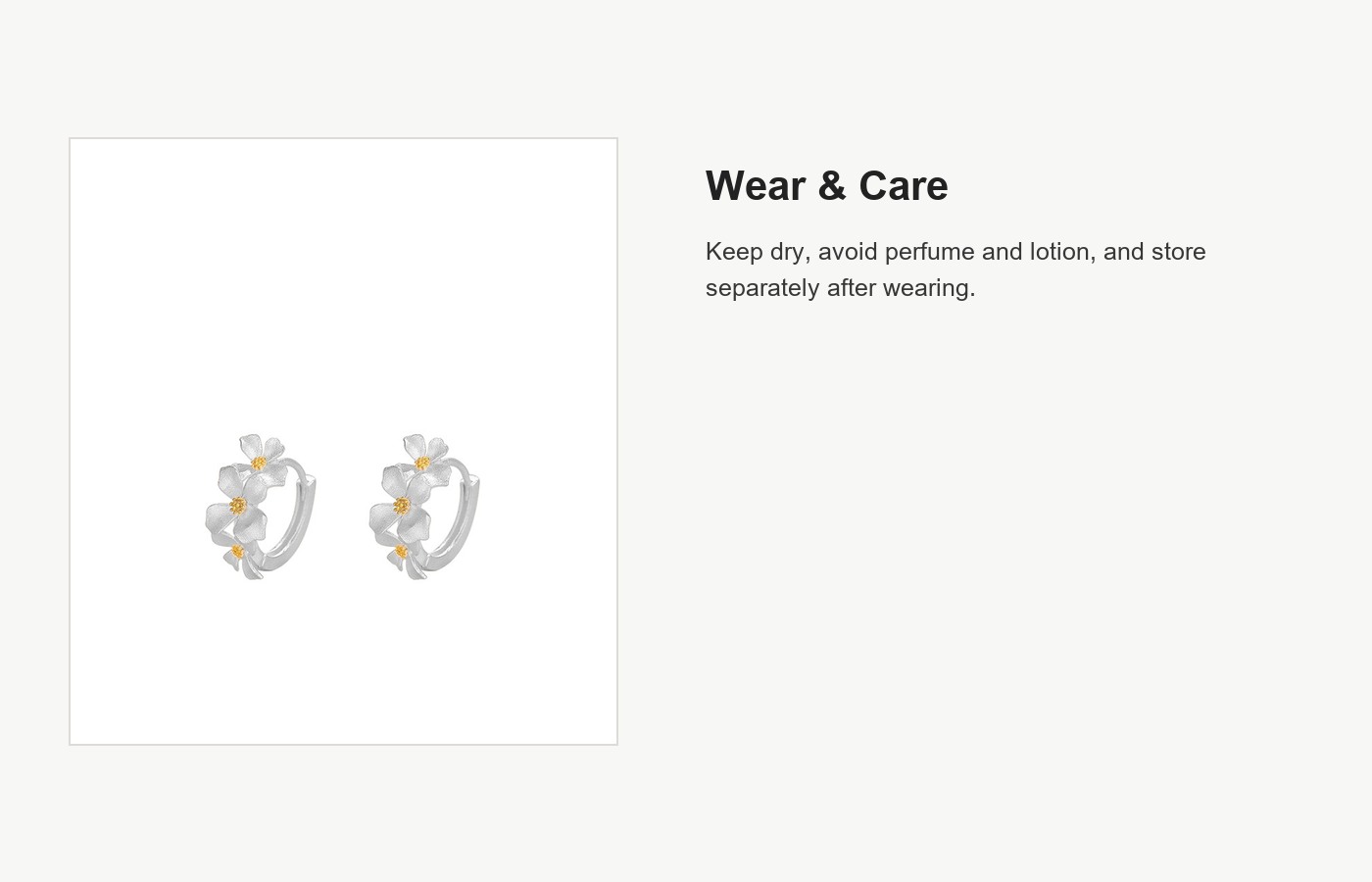 S999 Silver Gardenia Flower Huggie Hoop Earrings for Women detail image