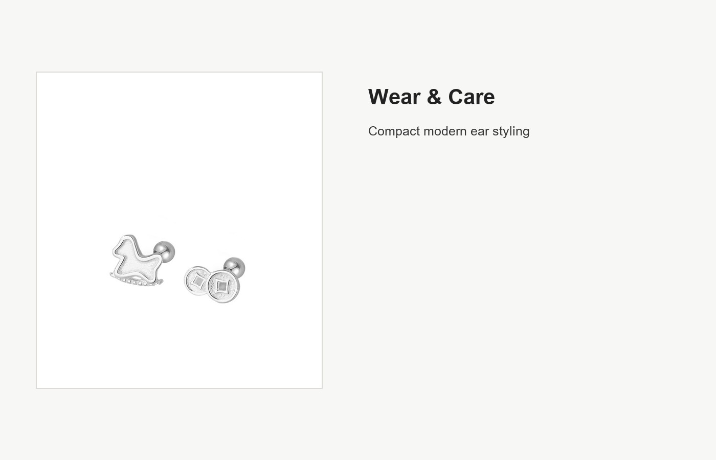 S999 Silver Rocking Horse and Coin Stud Earrings Set detail image