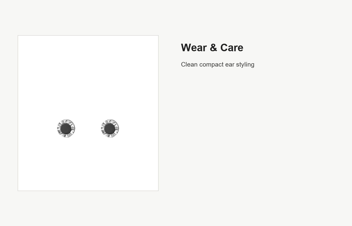 S999 Silver Black Onyx-Style Stud Earrings for Women detail image