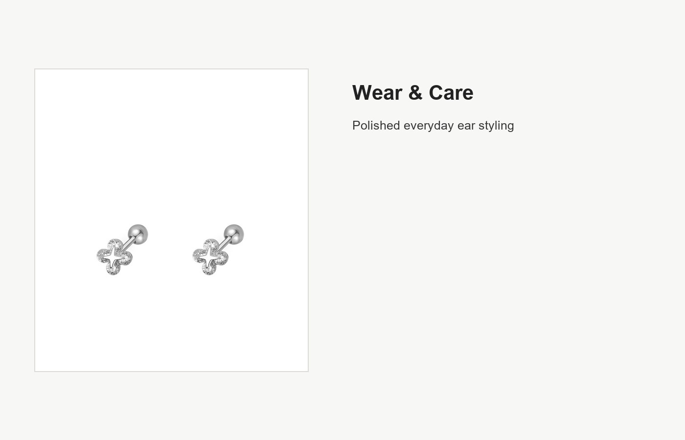 S999 Silver Cross Clover Screw Back Stud Earrings detail image