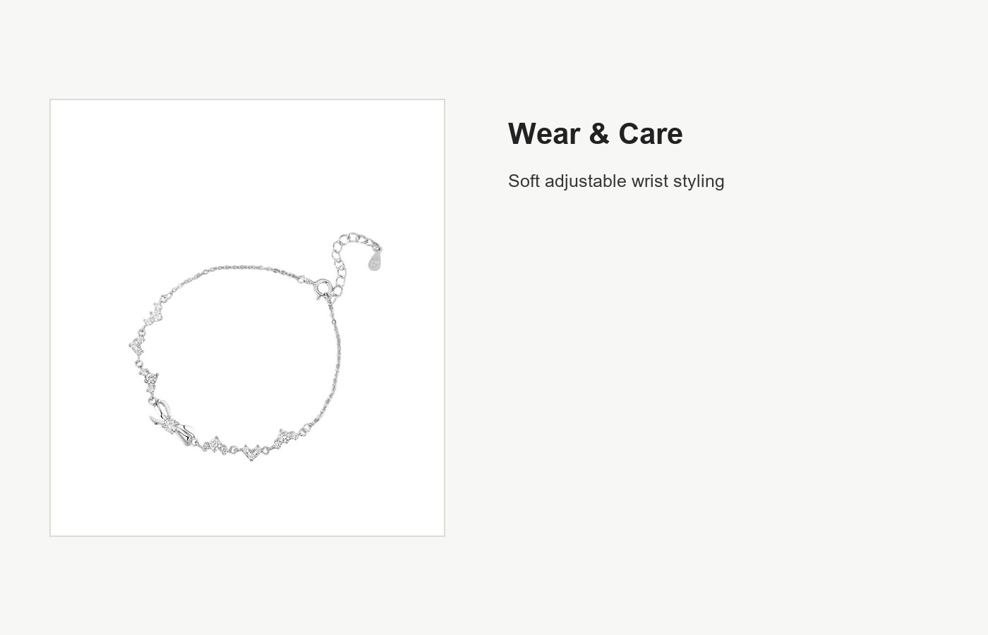 S999 Silver Bow Charm Bracelet with Polished Beads detail image