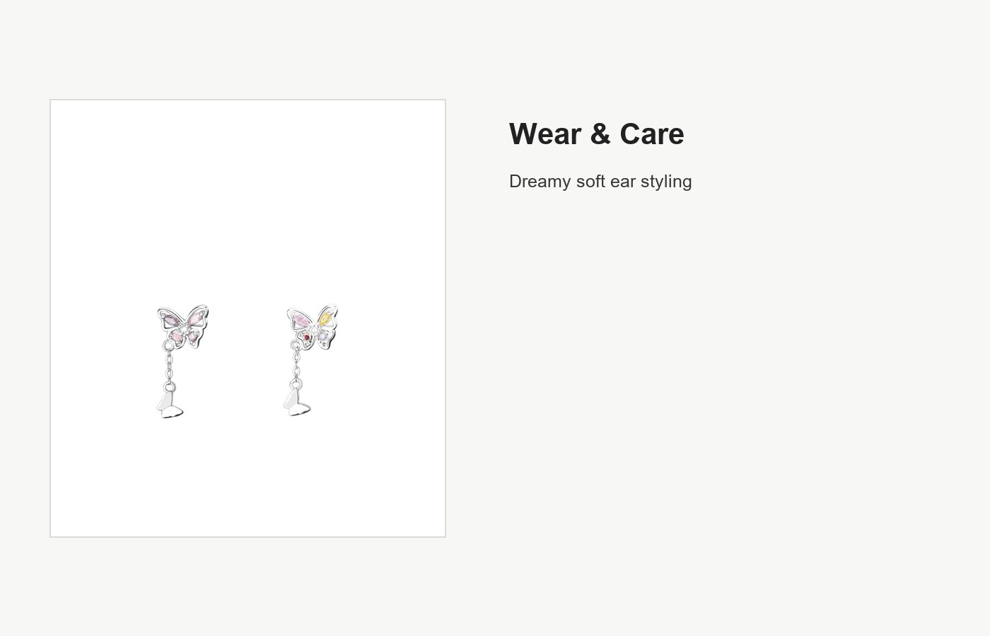 S999 Silver Butterfly Tassel Stud Earrings with Color Accents detail image