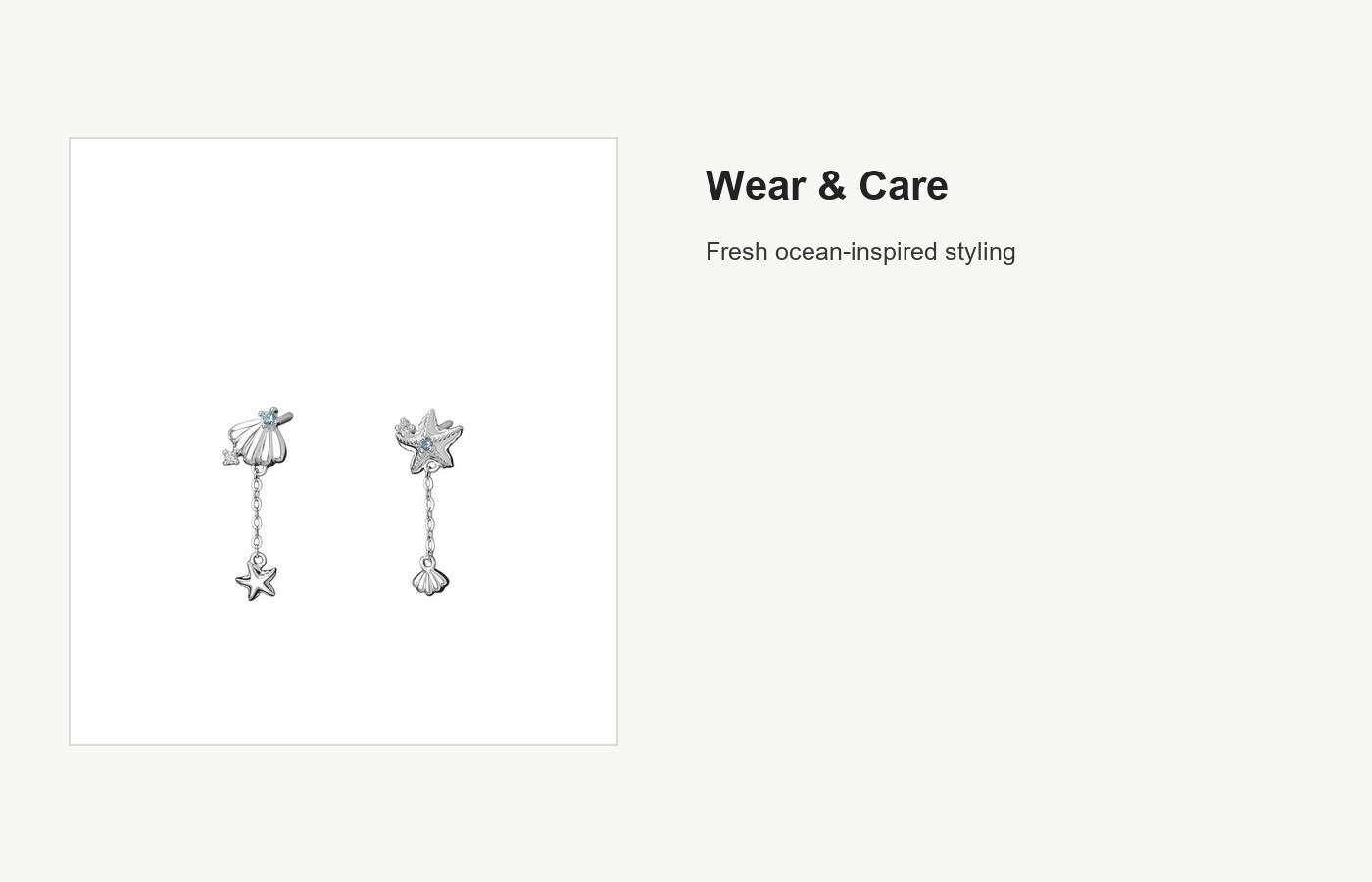 S999 Silver Summer Starfish Three Piece Jewelry Set detail image