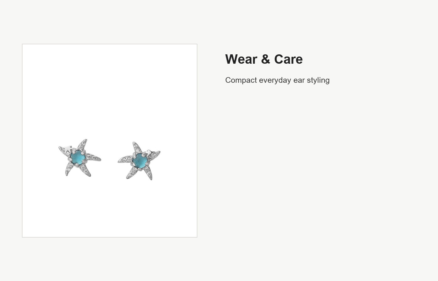 S999 Silver Blue Stone Starfish Stud Earrings for Women detail image