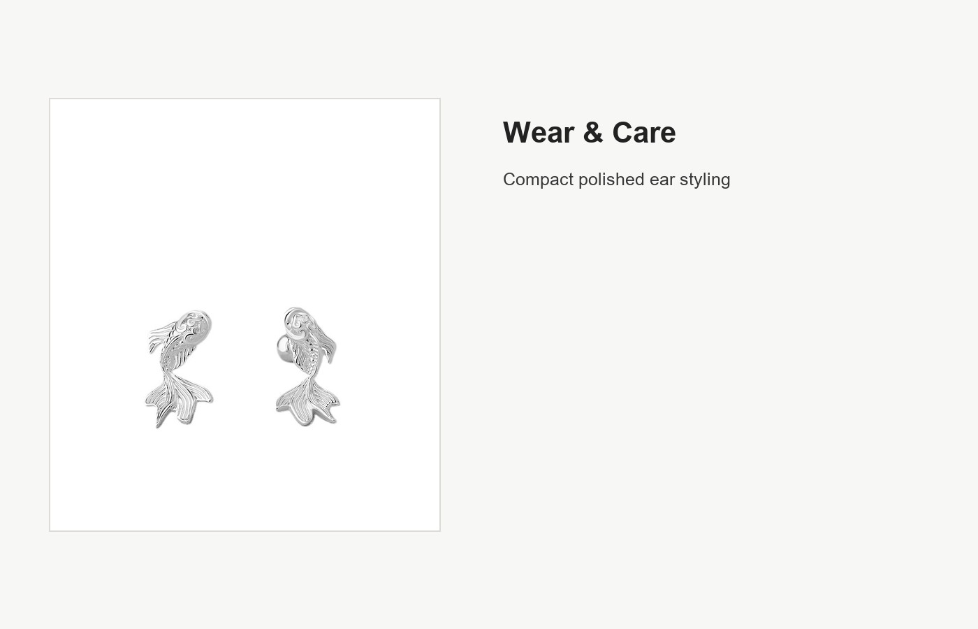 S999 Silver Brocade Fish Screw Back Stud Earrings detail image