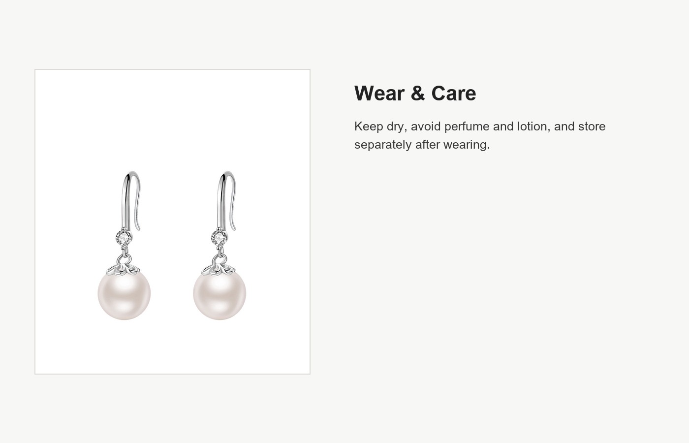 S999 Silver Flower Pearl Drop Earrings detail image