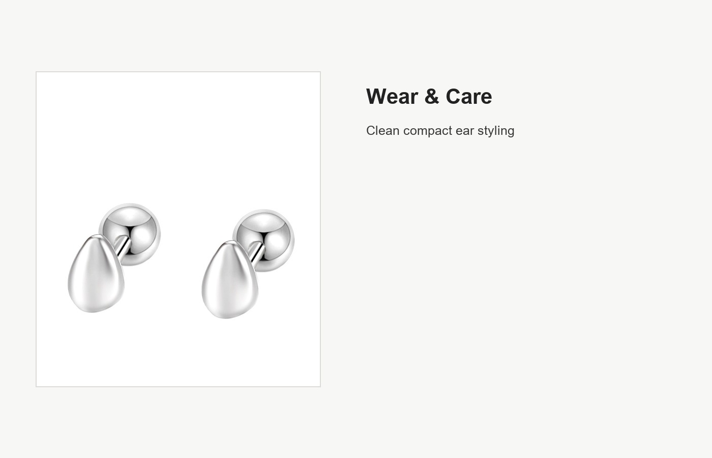 S999 Silver Teardrop Ball Screw Back Stud Earrings detail image