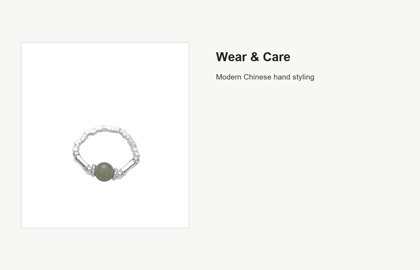 S999 Silver Bamboo Jade-Style Open Ring for Women detail image