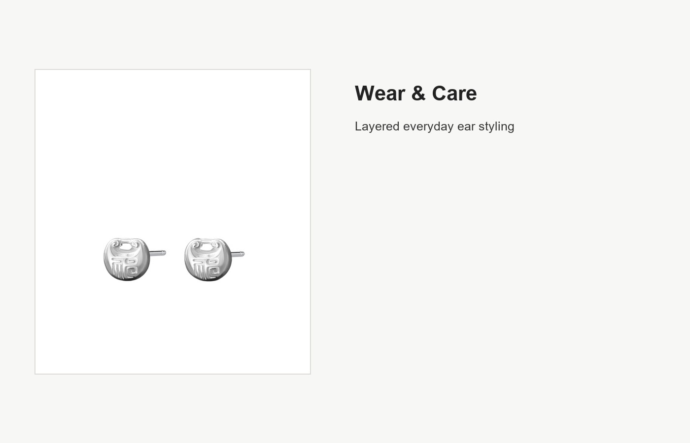 S999 Silver Modern Chinese Multi Motif Stud Earrings detail image