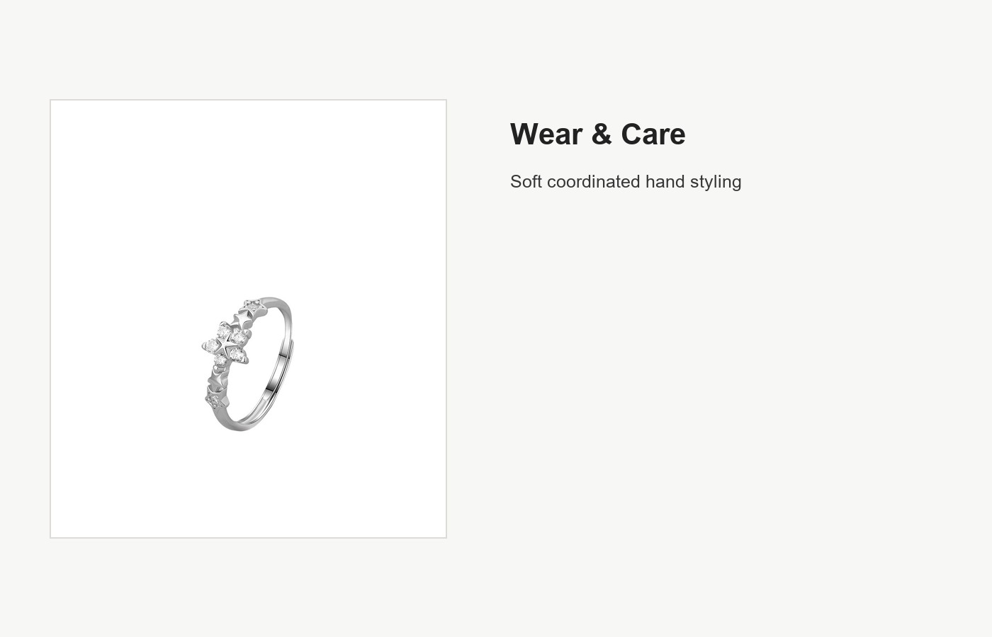 S999 Silver Star Couple Ring Set with CZ Accent detail image