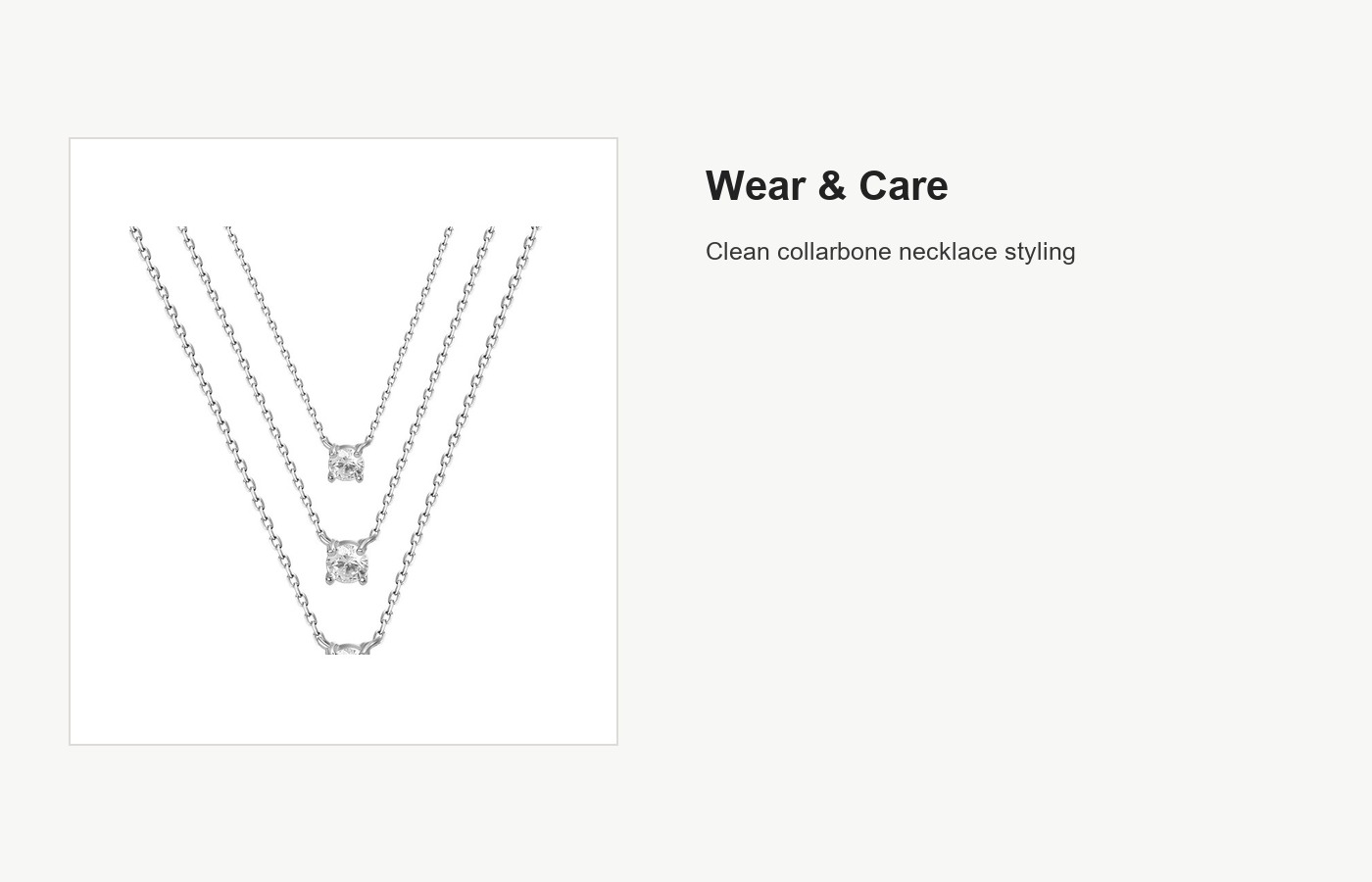S999 Silver CZ Pendant Necklace for Women, Minimal Collarbone Chain detail image