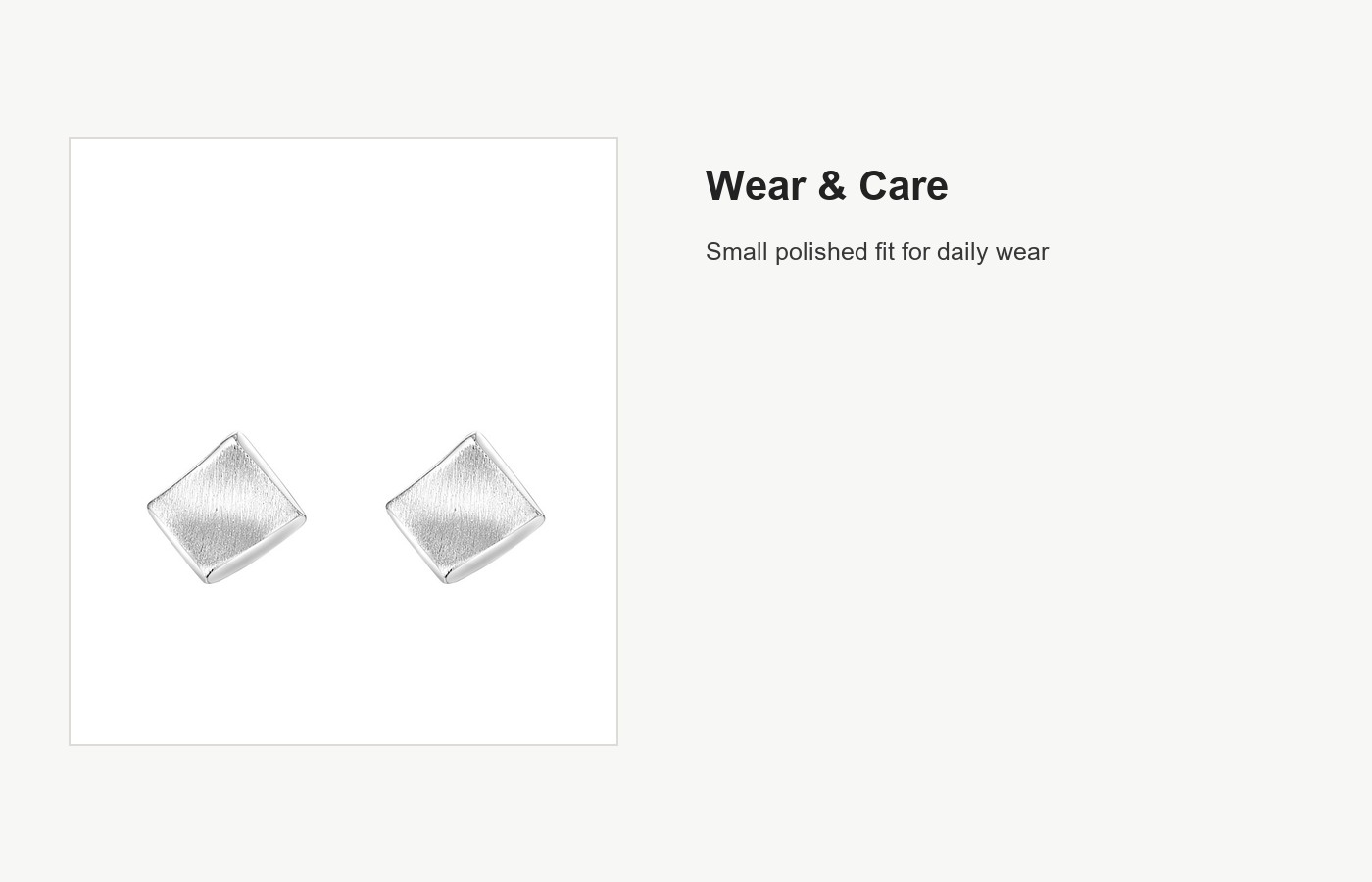 S999 Silver Brushed Diamond Shape Stud Earrings for Women detail image
