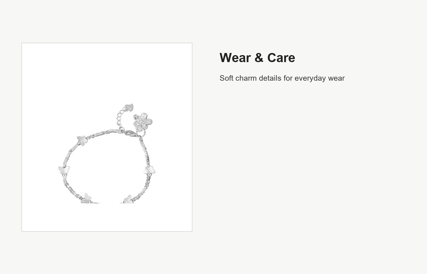 S999 Silver Butterfly Flower Bracelet for Women detail image