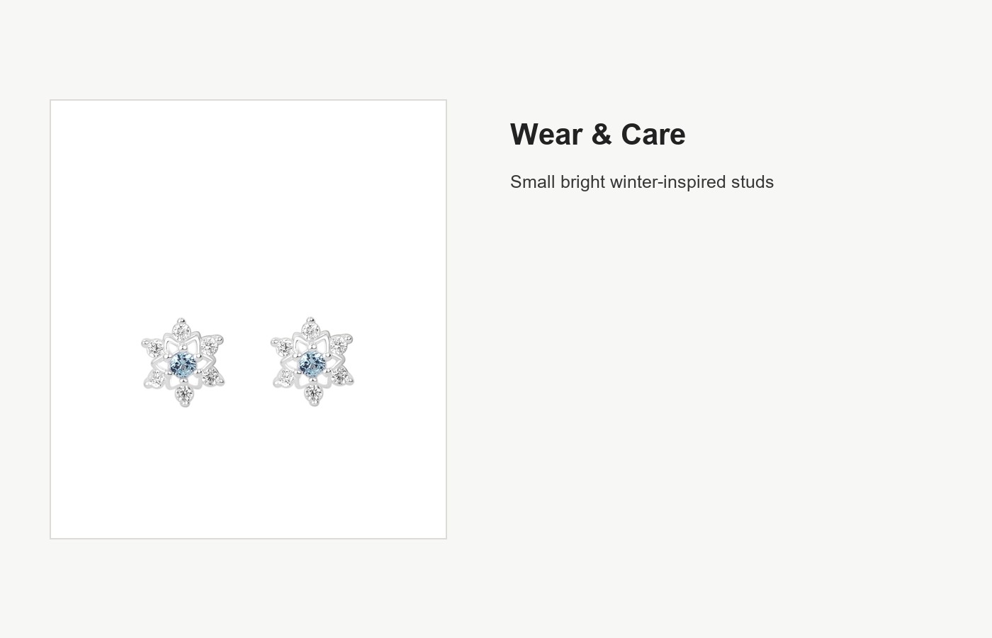 S999 Silver Snowflake Stud Earrings for Women with Blue CZ Center detail image