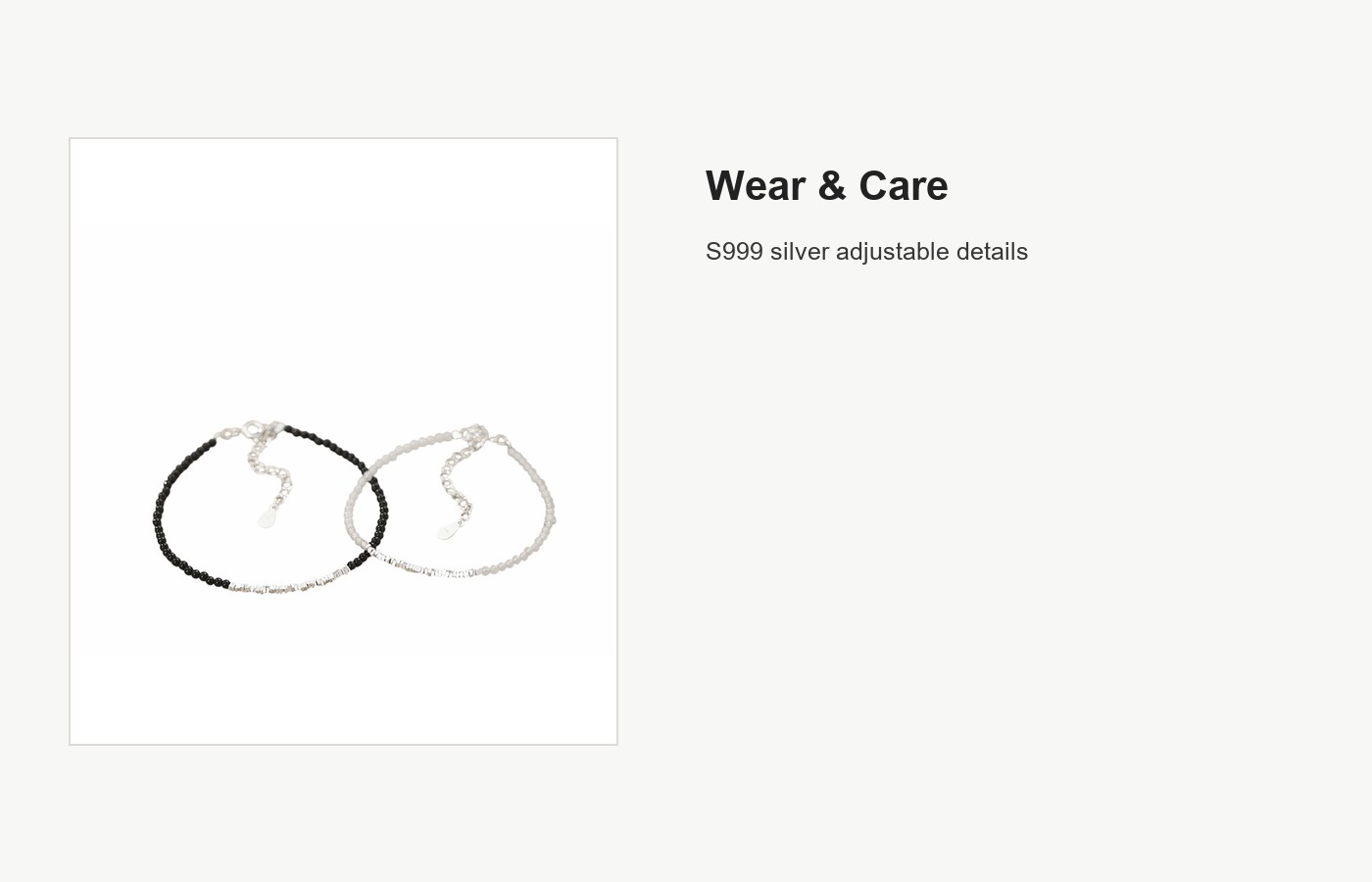 S999 Silver Agate Couple Bracelet Set with Black and White Cord detail image