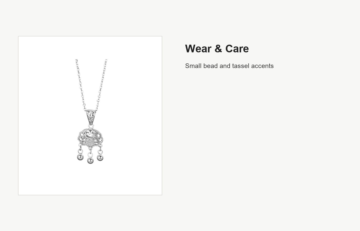 S999 Silver Peace Lock Tassel Pendant Necklace for Women detail image