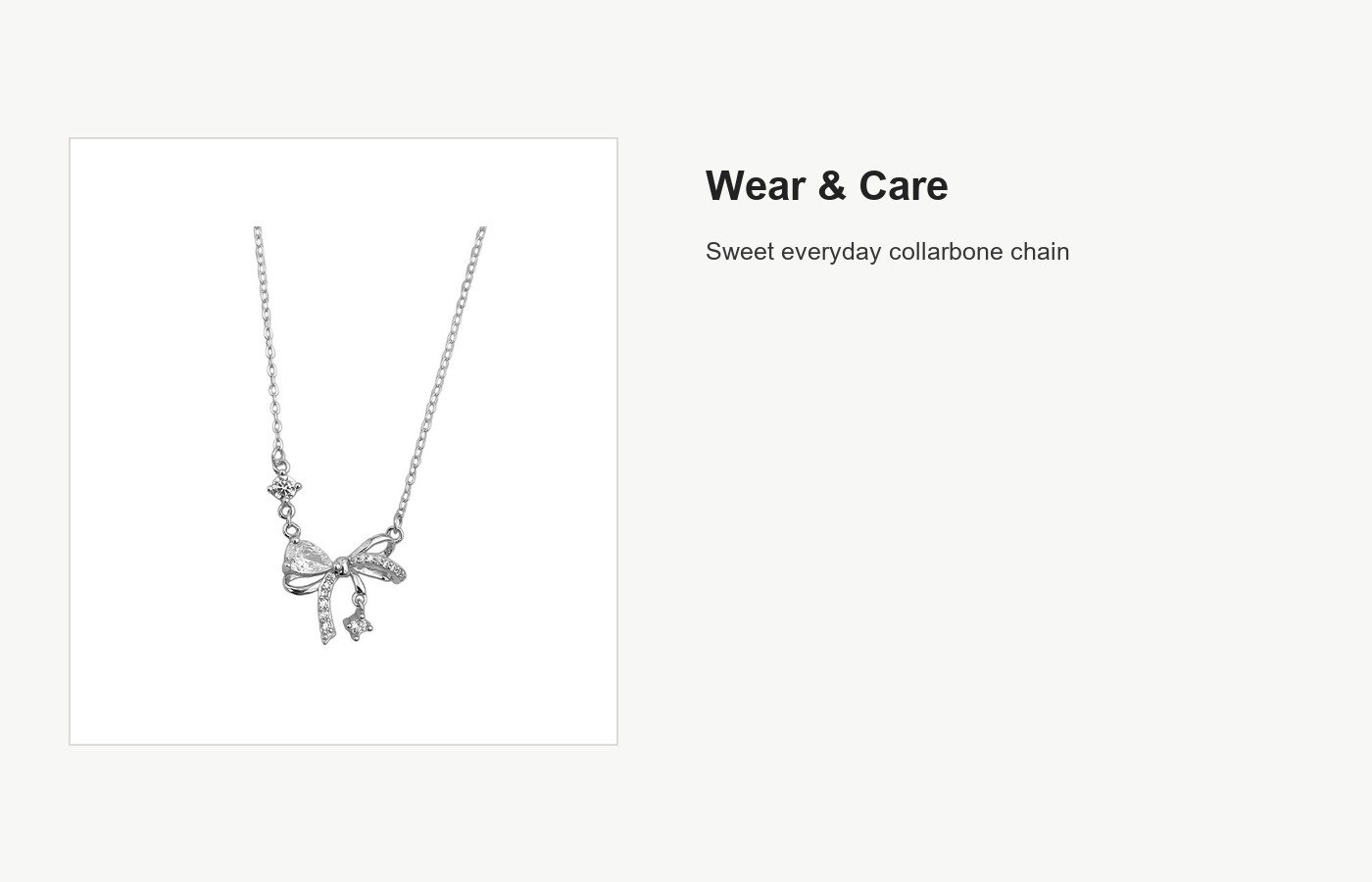 S999 Silver Bow Pendant Necklace for Women detail image
