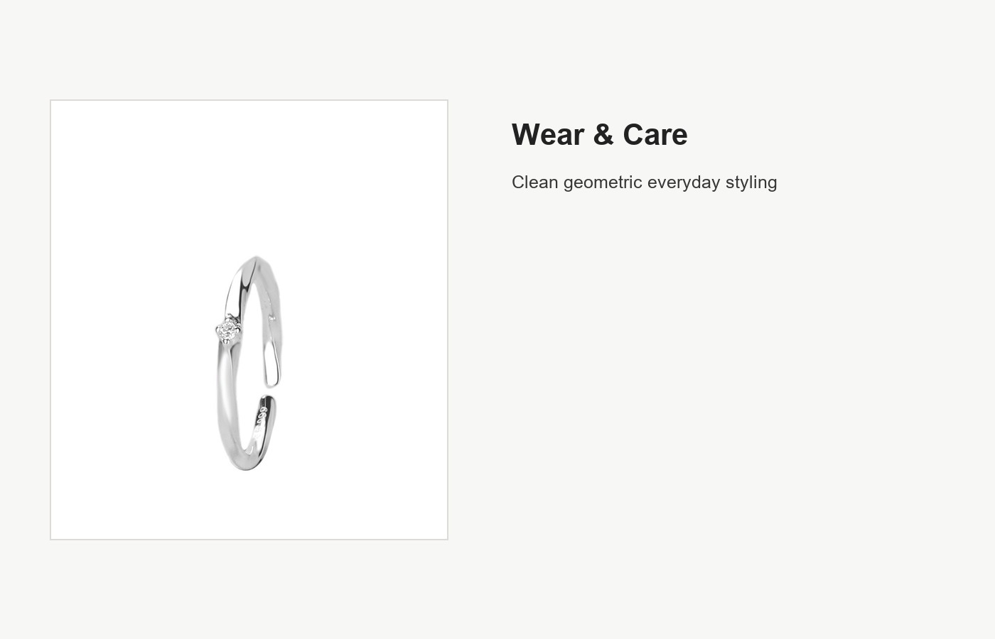 S999 Silver Mobius CZ Open Ring for Women detail image