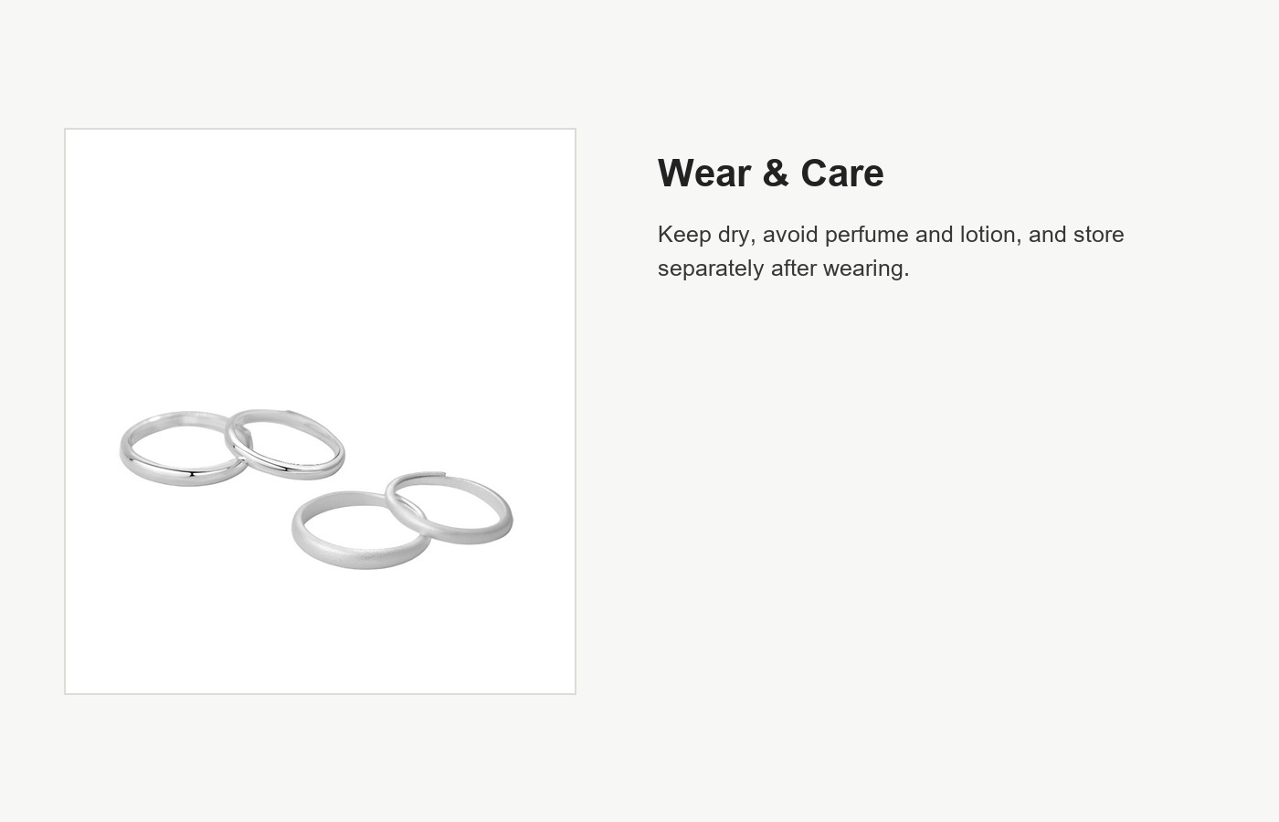 S999 Silver Plain Band Couple Ring Set for Women and Men detail image