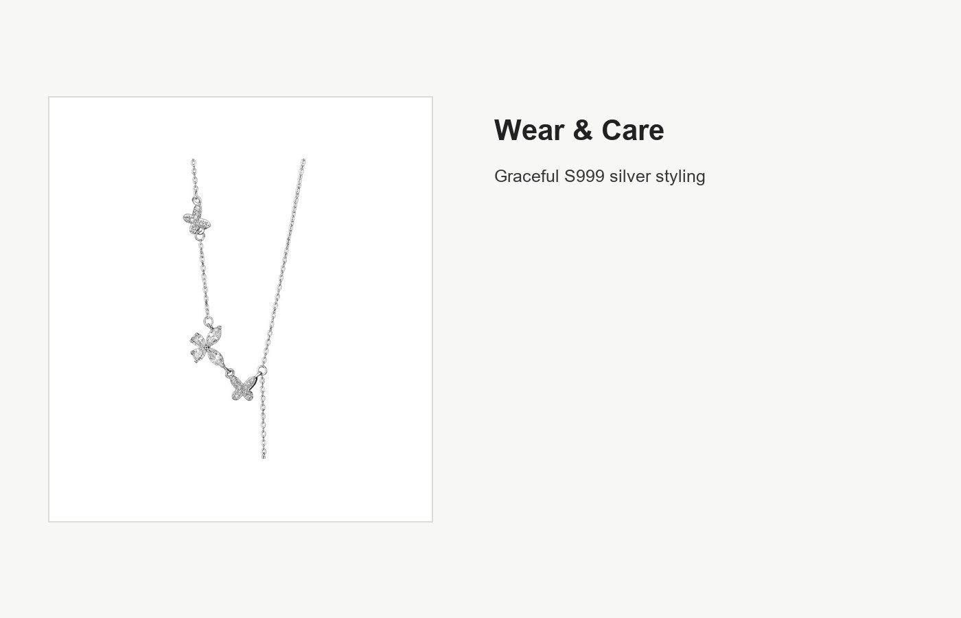 S999 Silver Butterfly Tassel Pendant Necklace for Women detail image