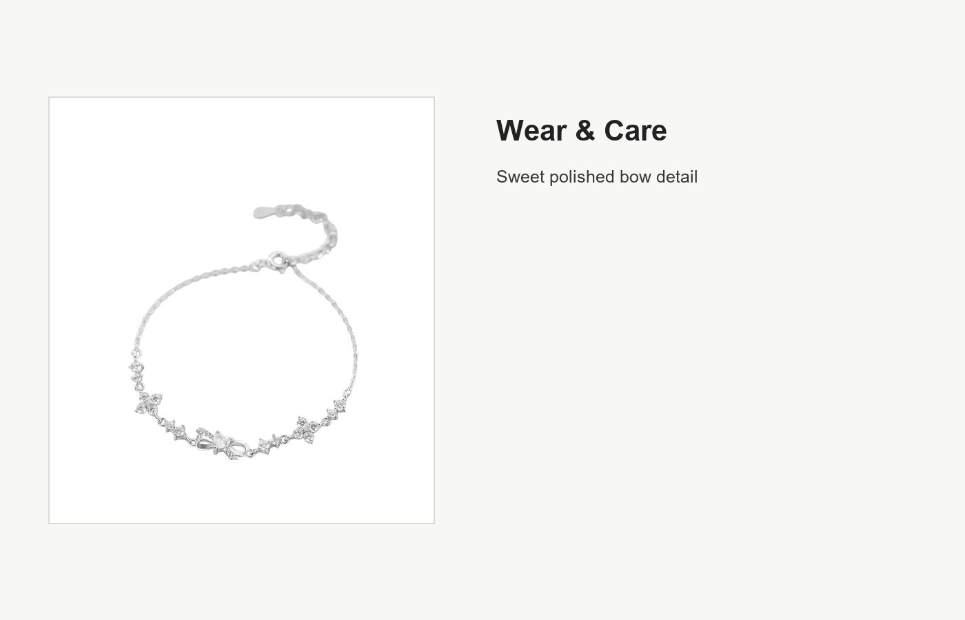 S999 Silver CZ Bow Bracelet for Women detail image