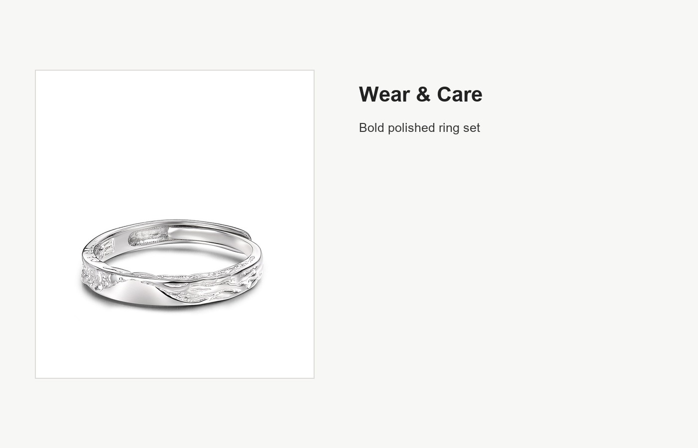 S999 Silver Lava Texture Couple Ring Set for Women and Men detail image