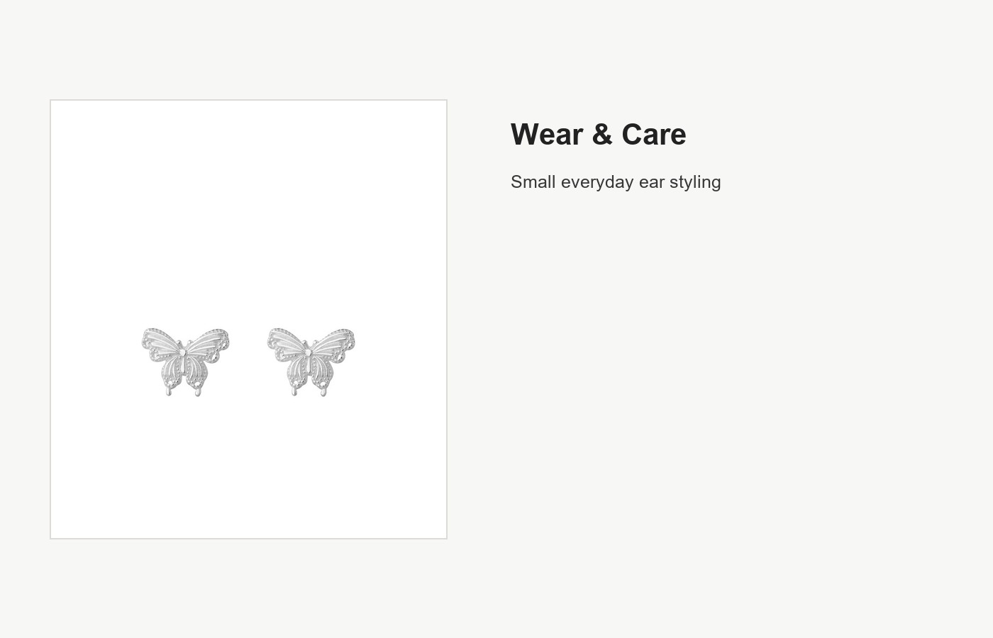 S999 Silver Butterfly Stud Earrings for Women detail image