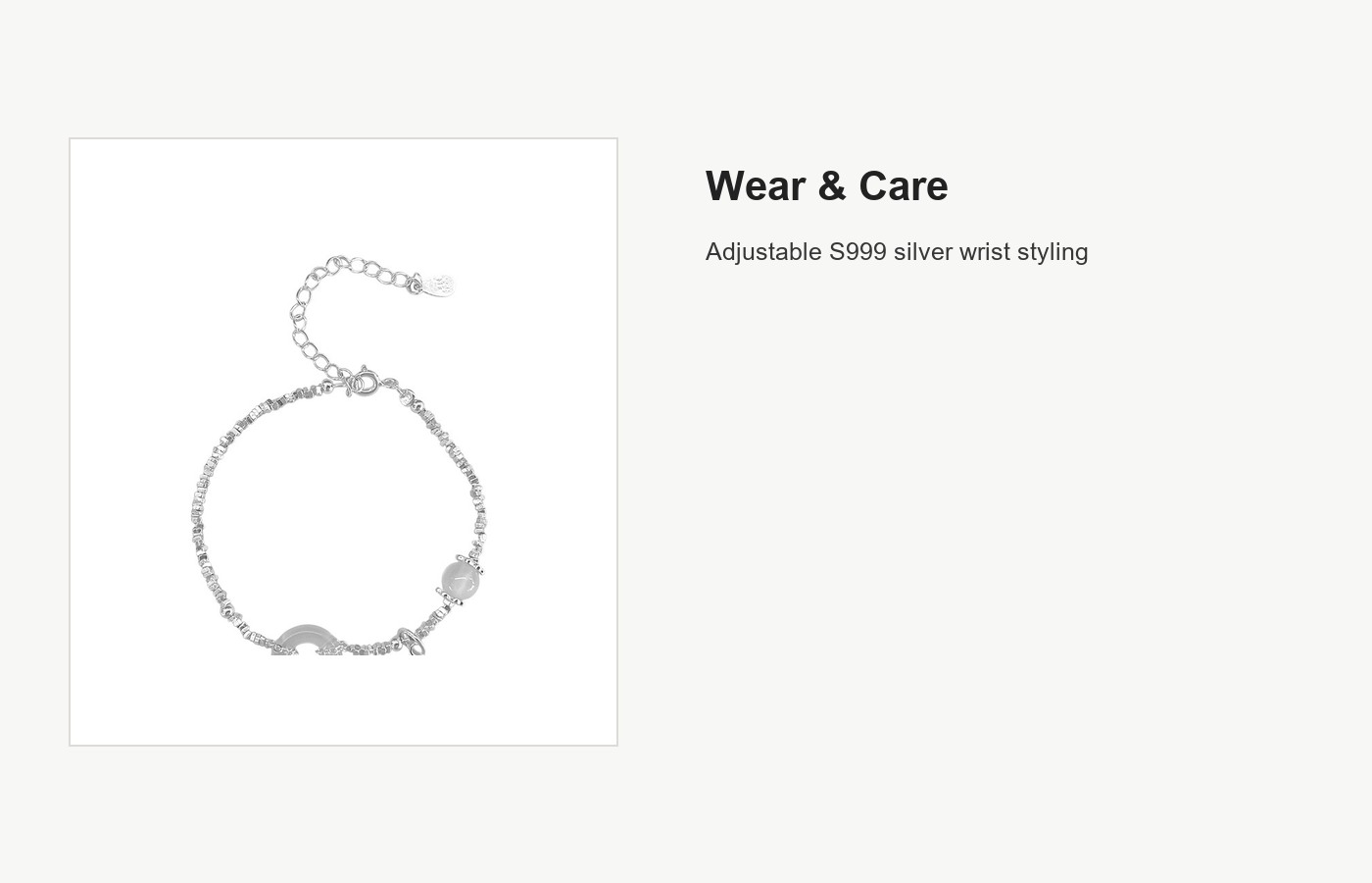 S999 Silver Peace Buckle Bead Bracelet with Round Pendant detail image