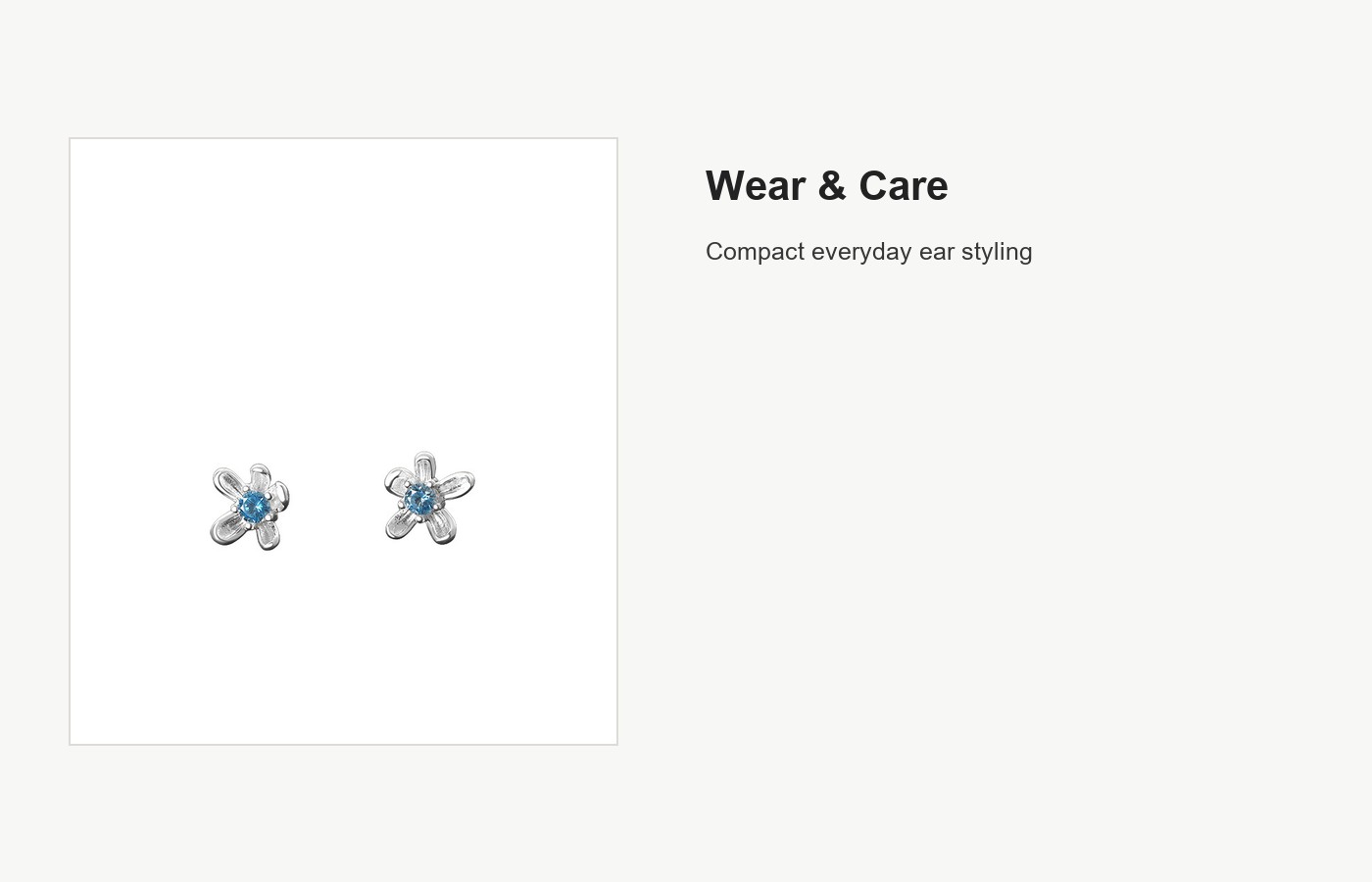 S999 Silver Blue CZ Flower Stud Earrings for Women detail image
