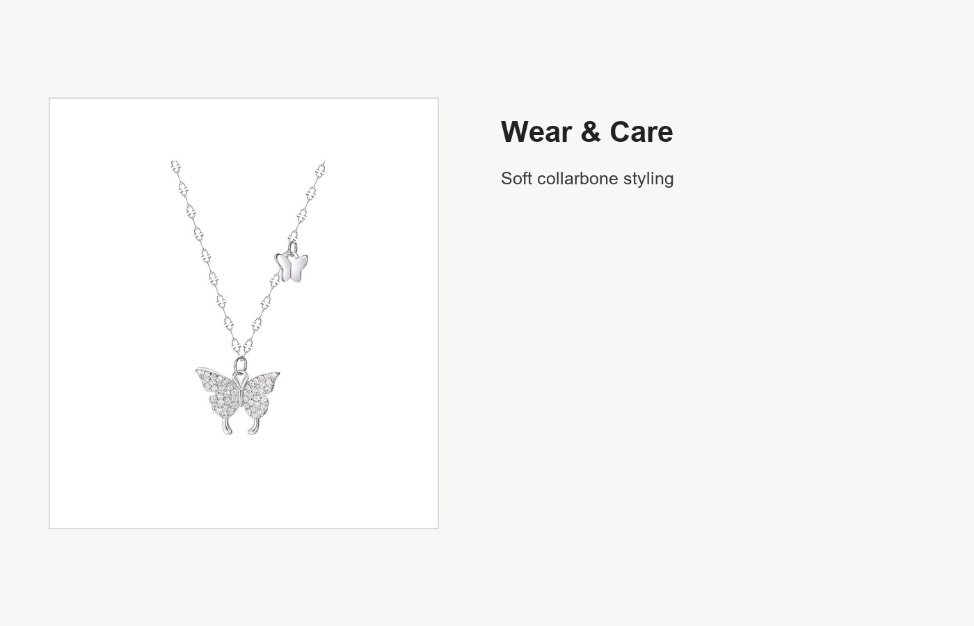 S999 Silver Butterfly Pendant Necklace with Bead Chain detail image