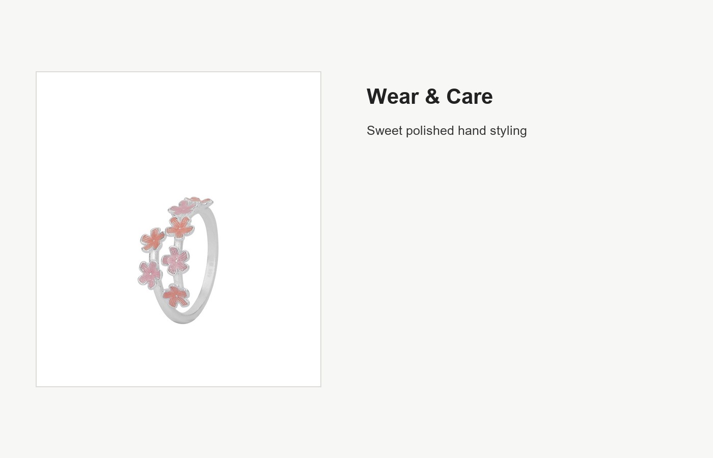 S999 Silver Pink Cherry Blossom Open Ring for Women detail image