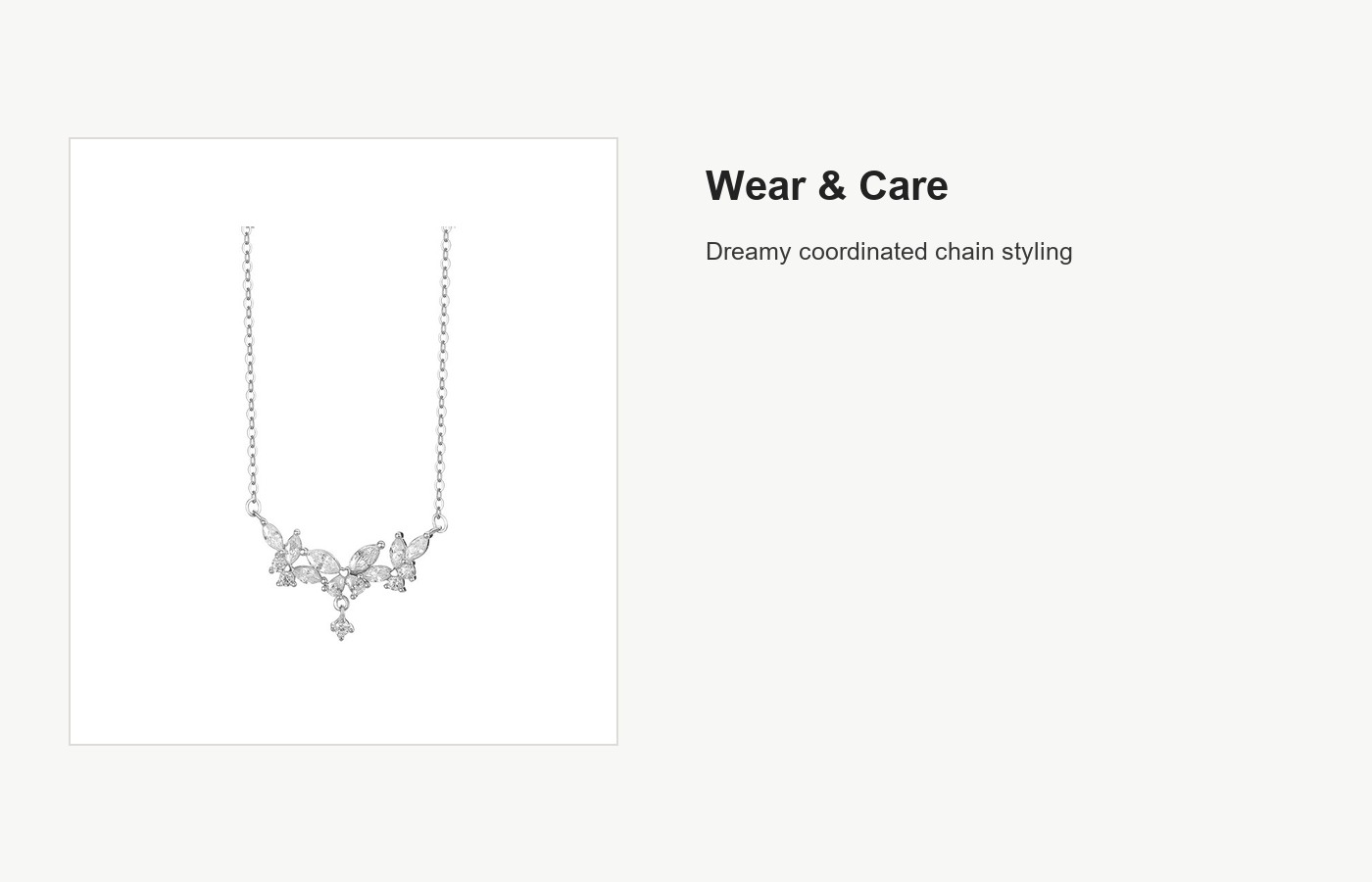 S999 Silver Butterfly CZ Necklace and Bracelet Set detail image