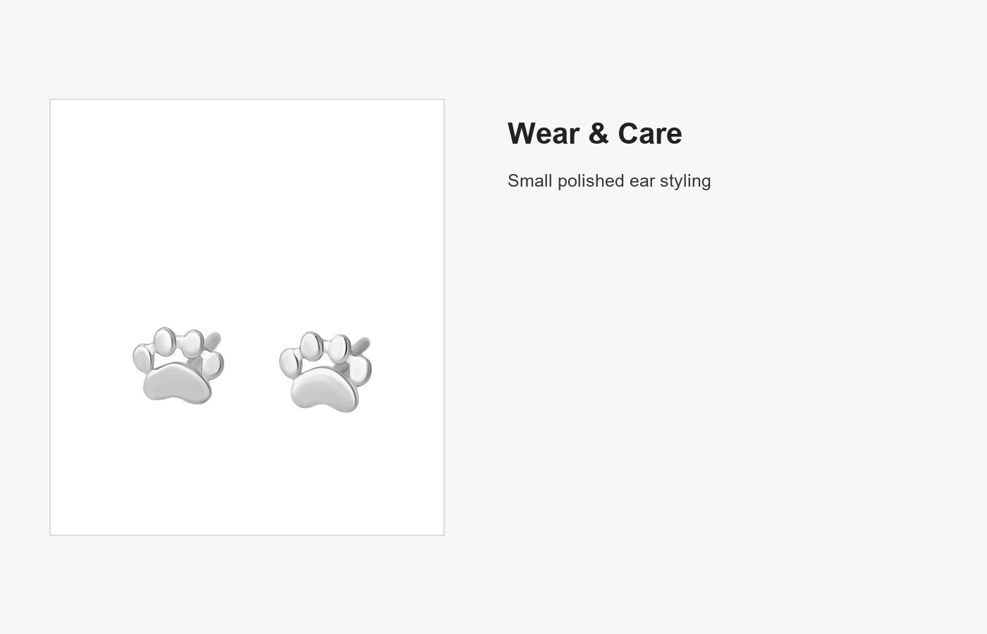 S999 Silver Paw Print Stud Earrings for Women detail image