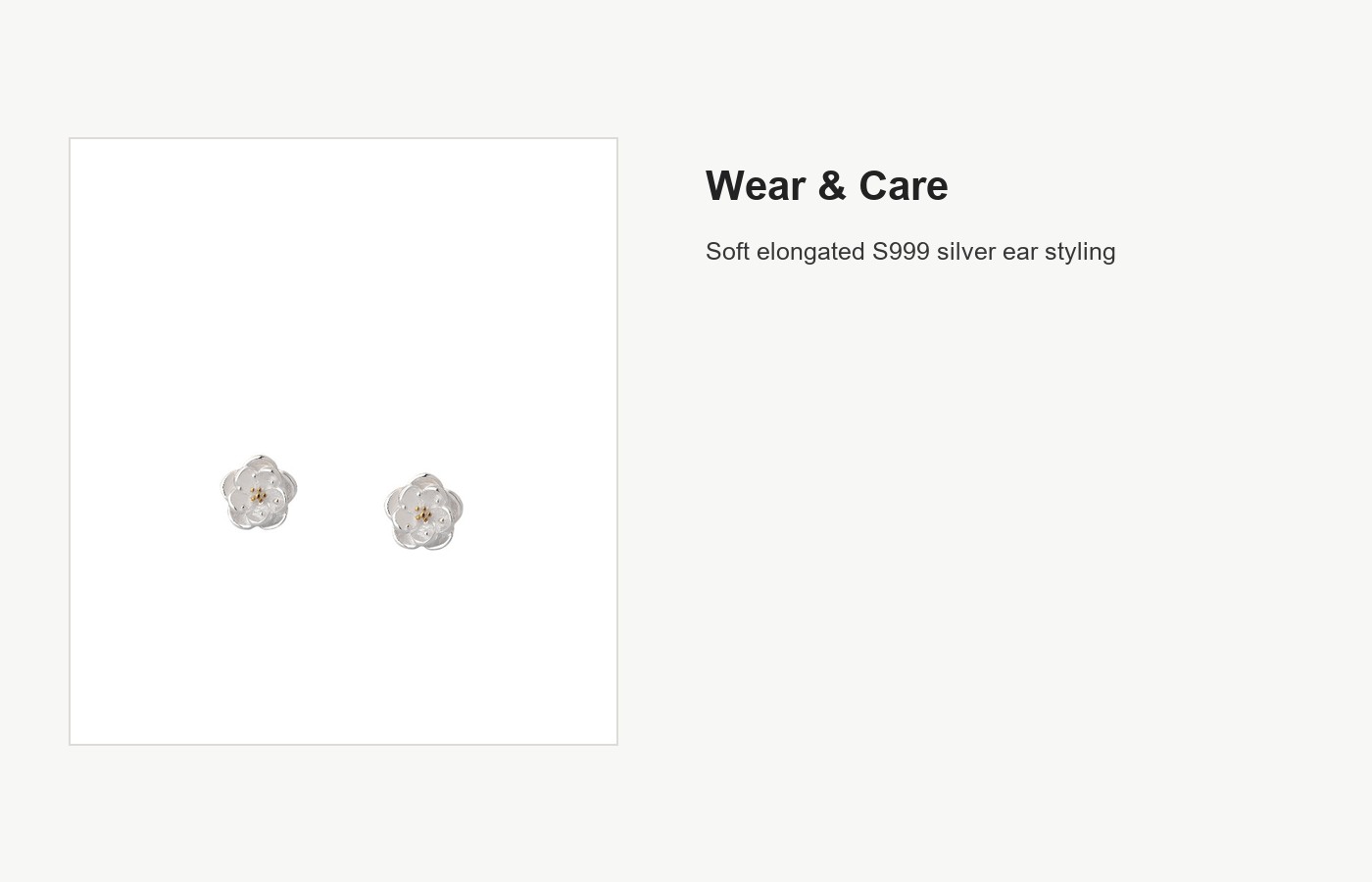 S999 Silver Flower Threader Earrings with CZ-Style Studs detail image