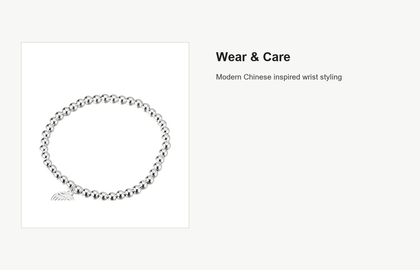 S999 Silver Fu Coin Bead Bracelet with Round Charm detail image