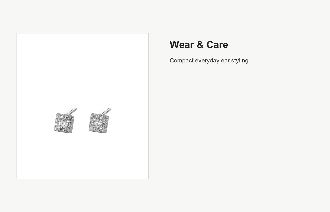 S999 Silver Square CZ Stud Earrings for Women detail image